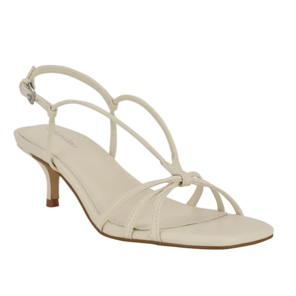 Calvin Klein Poeta Kitten Heel Strappy Dress sandals ivory - 10 - Picture 1 of 11